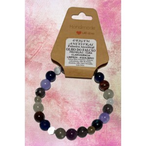 PULSEIRA ANCESTRAL - OLHO DE FALCÃO (C/ PEDRAS SEMI-PRECIOSAS)